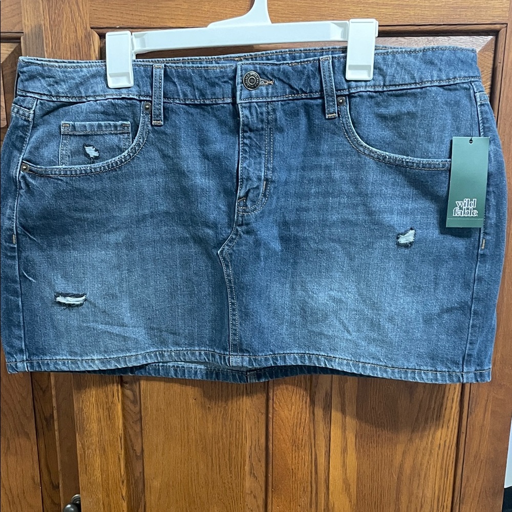 Wild Fable Blue Distressed Denim Skirt